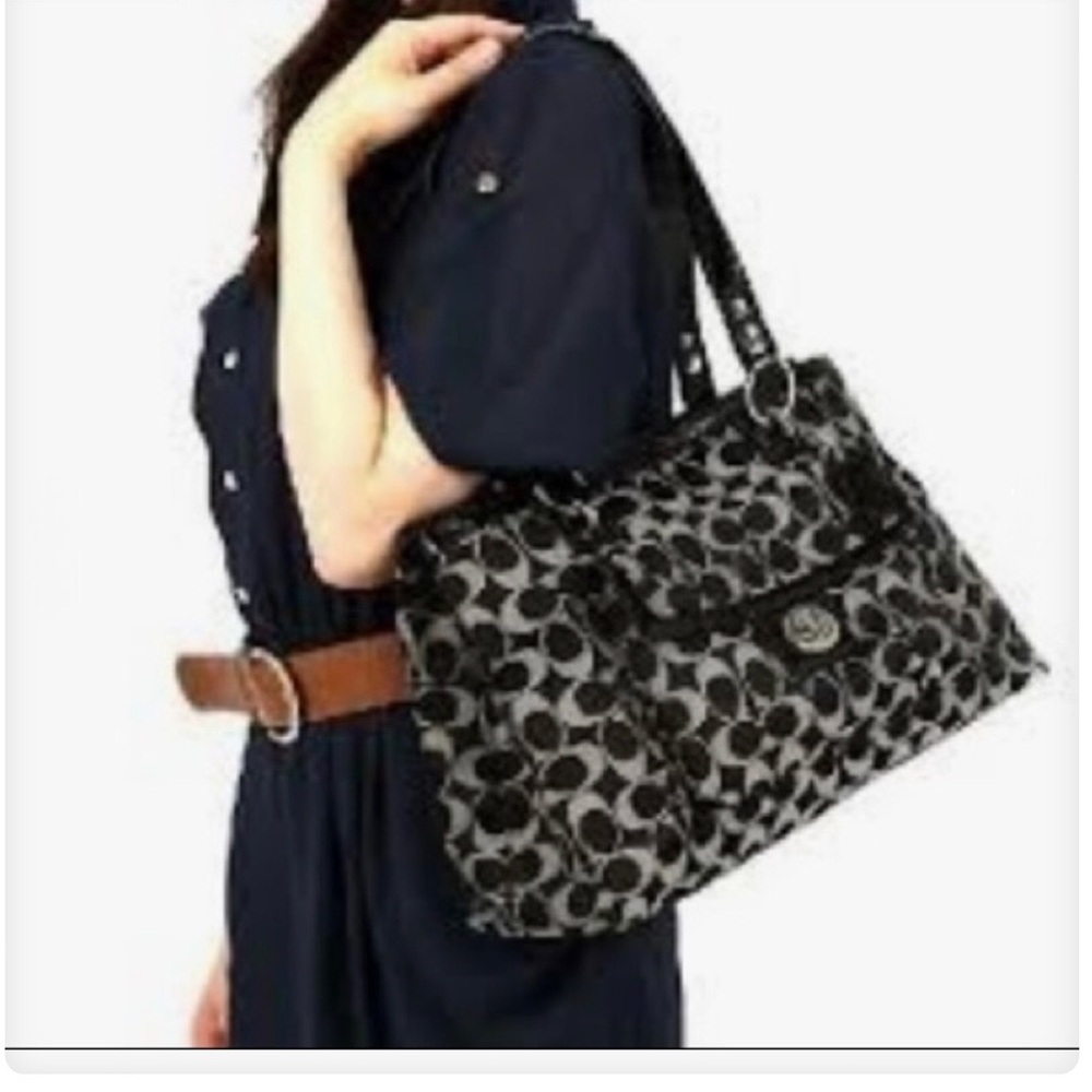 Coach F19188 Penelope Satchel in Black Logo Print